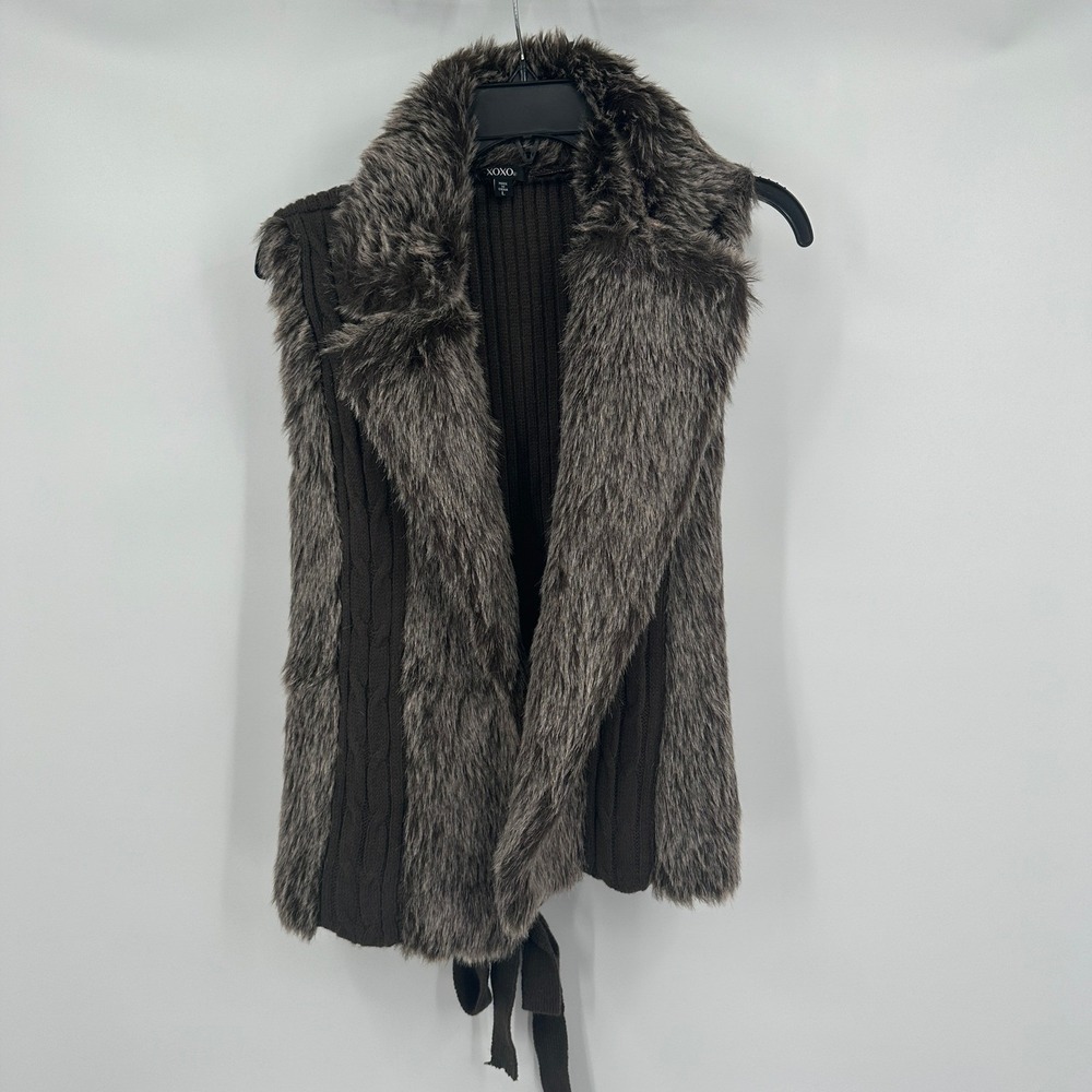 Womens Boho Penny Lane Vest Sz L Faux Fur Shaggy Eclectic Western Indie Festival